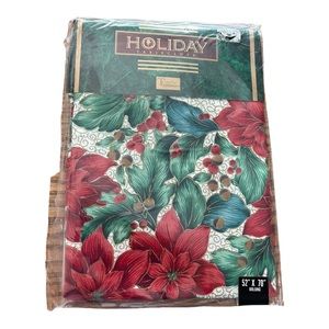 VTG Tobin Christmas Holiday Blossoms Tablecloth 52" x 70" Oblong NEW Hol…